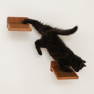 Natural Wood Cat Step with Jute: Wall Mounted Cat Furniture 画像 7