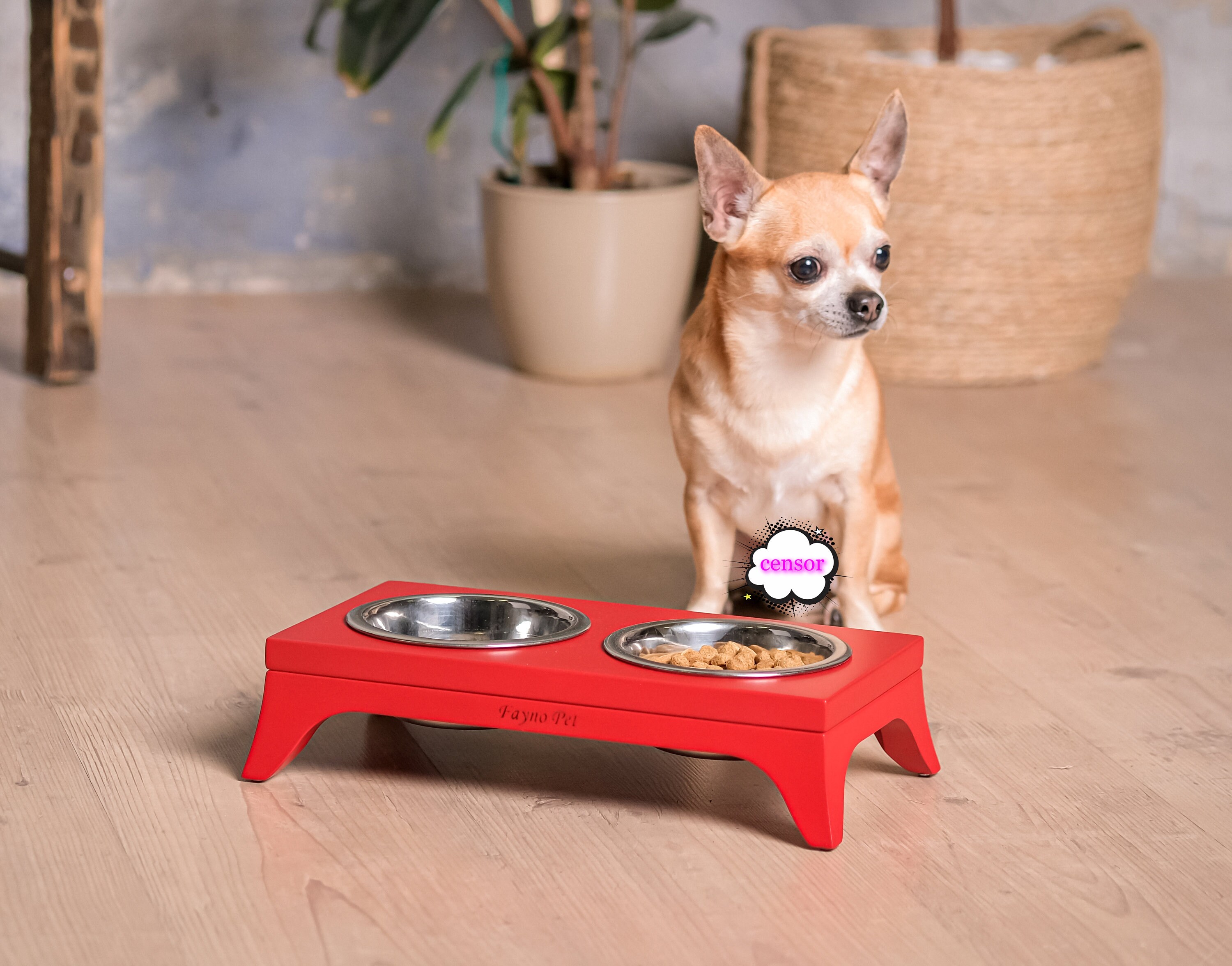 Small dog food bowls stand Elevated dog stand bowl Gray wood Etsy