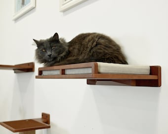 Kattenmand en opstapjes voor aan de muur, kattenplank met kussen, kattenplatform, kattenmuurmeubilair, kattenplank cadeau voor kattenliefhebbers, kattenplanken
