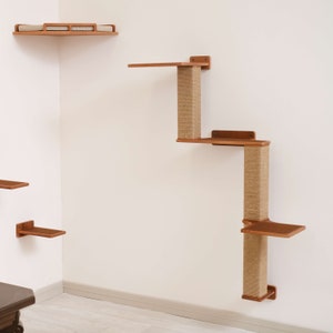 Cat Wall Scratcher, Cat Play Tree, Modern Cat Furniture, Wall Mounted Cat Tree, Cat Wall Furniture, Cat Shelf, Cat Wall Tree, Cat Wall Tower