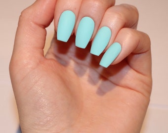 Aqua Blue Nails Etsy Aqua Blue Nails Etsy