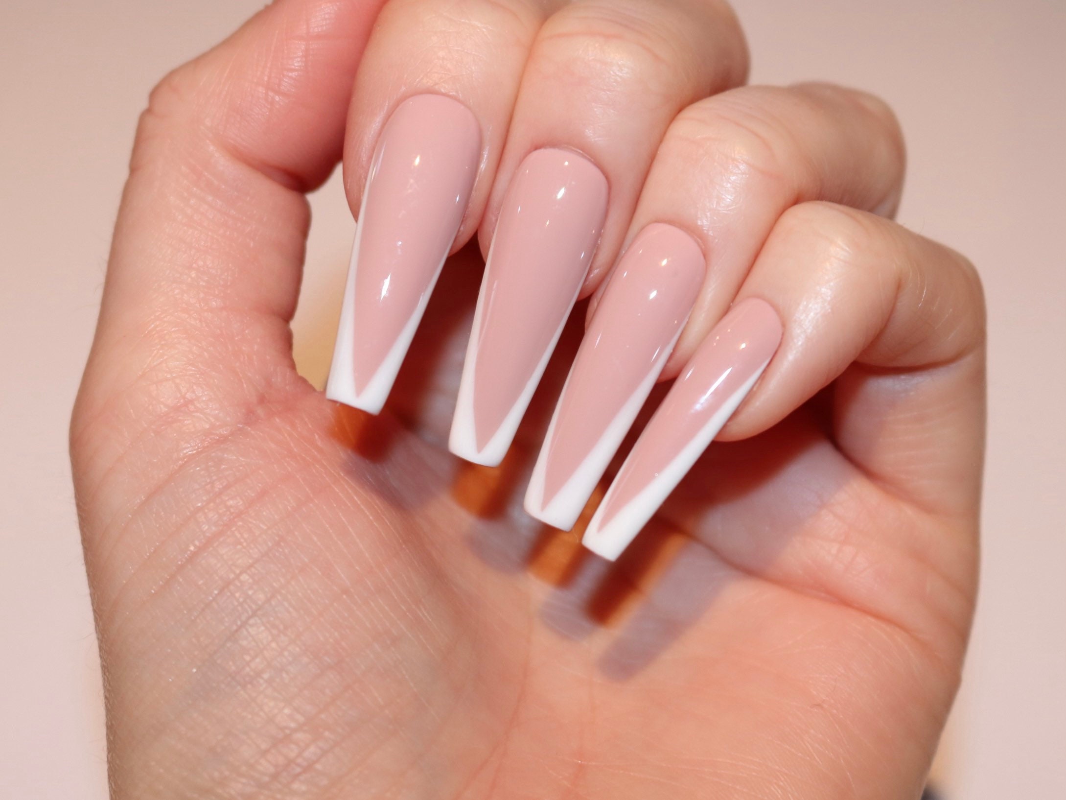 White Coffin Nails with French Tip - wide 5