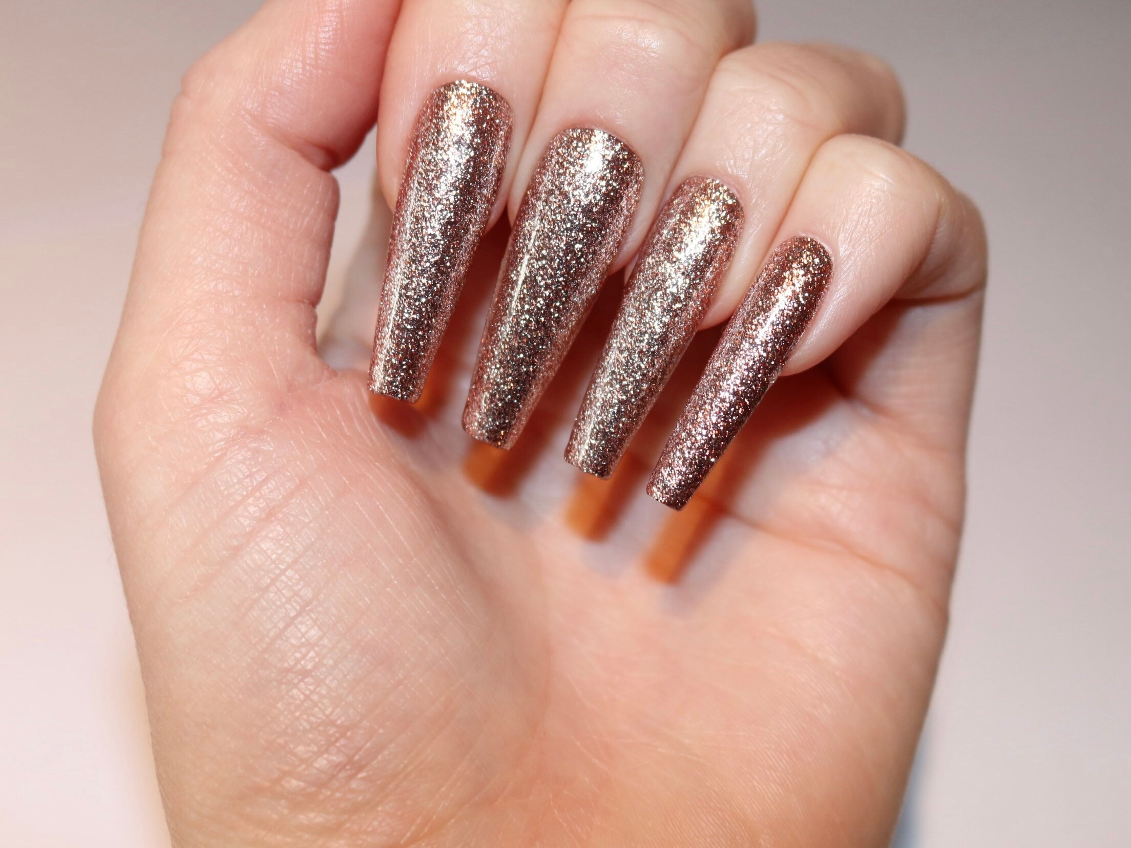 Rose gold coffin nails rose gold fake nails rose gold press Etsy