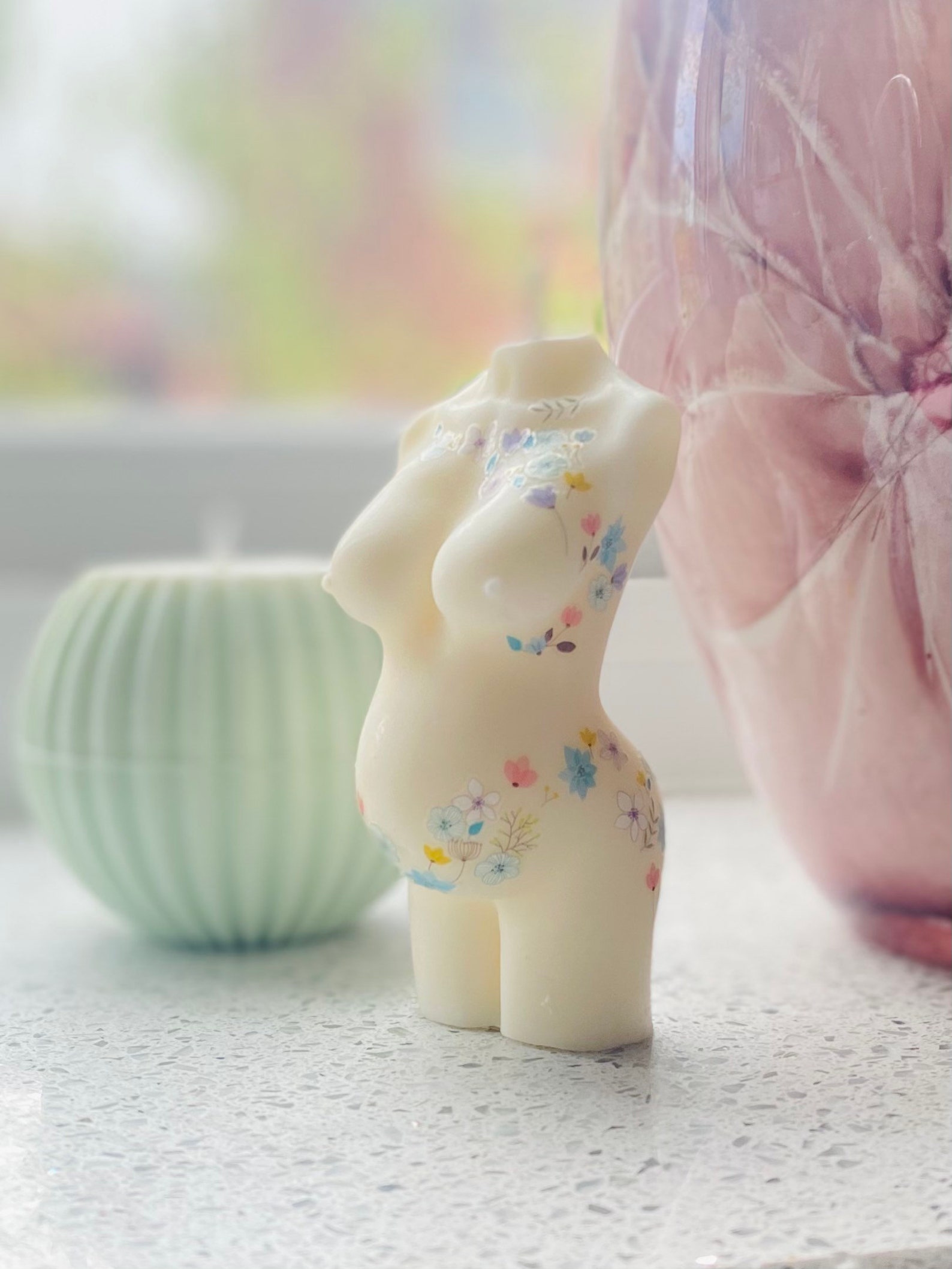 Floral Pregnant Candle Pregnancy Gender Reveal Etsy