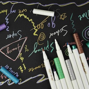 Metallic Marker Pens, Set of 10 Colors, Metallic Color Painting Pen for Birthday Greeting Gift Valentine's Day Cards