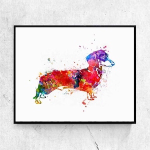 Dachshund Dog Watercolor Art Painting Kids Wall Art Inspiration Sausage Dog Prints Poster Nursery Pet Décor 8x10 Inches No Frame