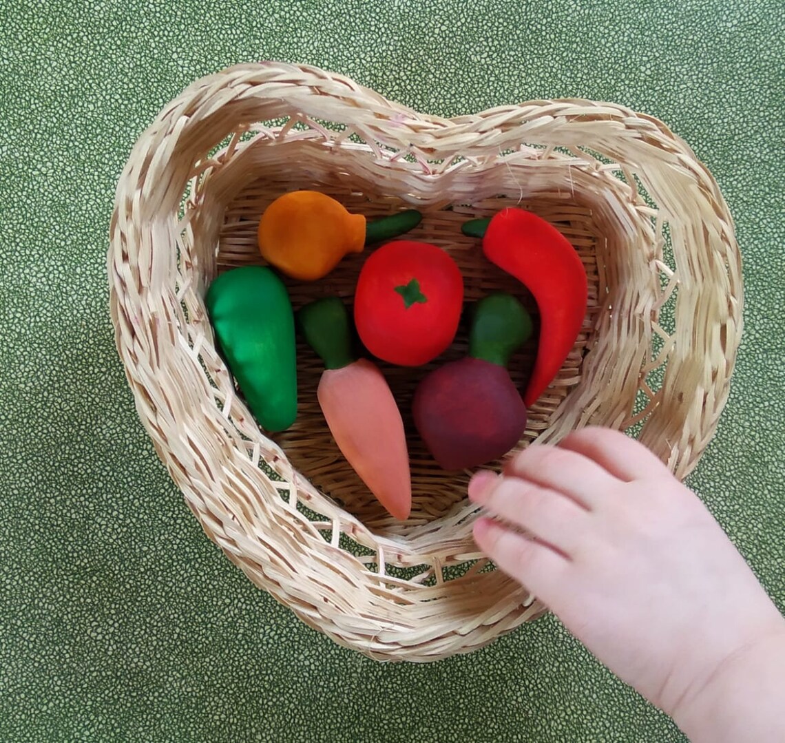 Wooden toys Vegetables 6pcs play set Natural toy Handmade toys Etsy