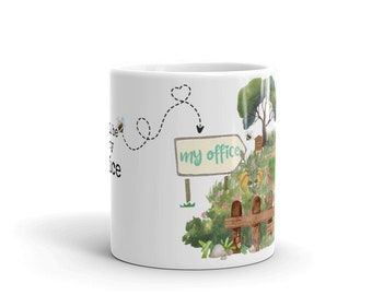 Office Garden Ceramic Coffee Mug, Gardener Gift