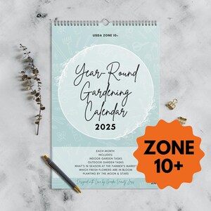 Calendario da parete per il giardinaggio tutto l'anno 2025 (zona USDA 10+) Regalo per gli amanti delle piante SoCal California meridionale Hawaii Porto Rico Florida meridionale