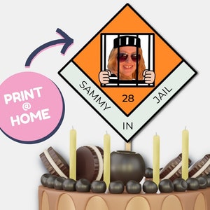 Monopoly Jail Printable Cake Topper | Personalised Birthday Digital Cake Topper | Digital Download | Photo Face Funny