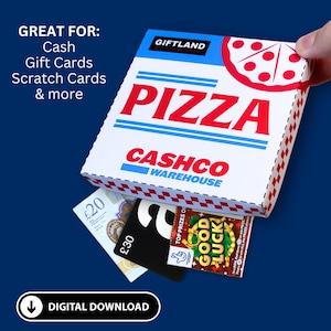 Caja para guardar tarjetas de regalo de pizza de Cashco, sobre para dinero, tarjetero para cumpleaños o para raspar, billetera para efectivo, comida divertida, Costco *Digital*