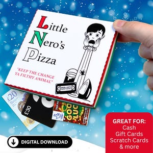 Seul à la maison Little Nero's Pizza | Porte-monnaie, argent liquide pour anniversaire, porte-cartes à gratter, porte-monnaie, nourriture rigolote *numérique*