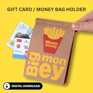 Porte-cartes cadeau pour restauration rapide à emporter | Porte-monnaie, porte-cartes à gratter, anniversaire, argent, enveloppe alimentaire, * numérique *