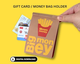 Fastfood Takeaway Gift Card Holder | Money Holder Scratchcard Holder, Birthday Cash Envelope Food Money Envelope *Digital*