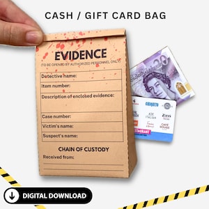 Mini Evidence True Crime Geschenktüte | Geschenkkartenhalter, Geldumschlag, Rubbellos Kartenhalter, Geburtstag, witzig, Gag, Neuheit *Digital*