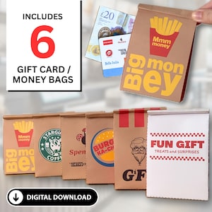 Lot de 6 sacs à emporter pour porte-cartes, porte-cartes à gratter, porte-monnaie, enveloppe pour anniversaire, nourriture, enveloppe pour billets