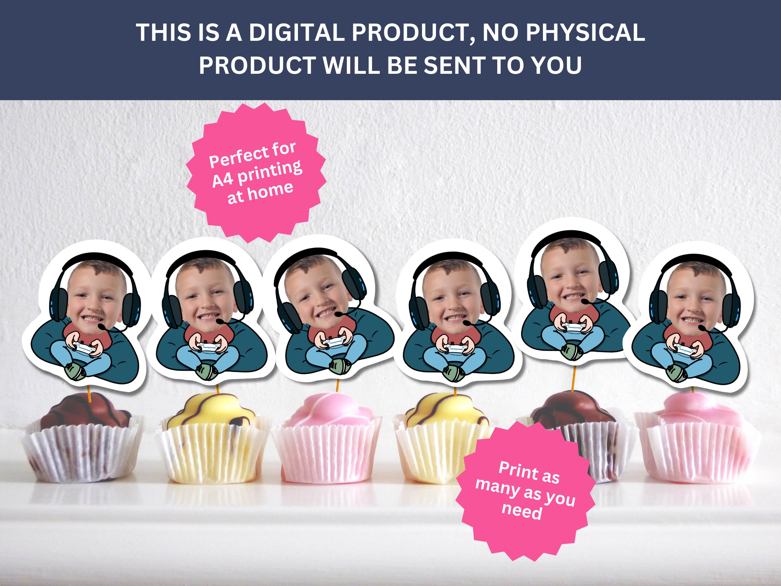Playstation Printable Cake Topper Set Personalised Birthday Digital
