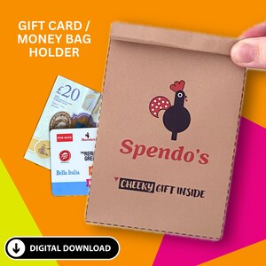 Mini sac à emporter au poulet effronté | pour cartes-cadeaux, cartes à gratter, porte-monnaie, portefeuille d'anniversaire, carte à gratter drôle avec enveloppe alimentaire *numérique*