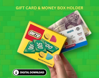 Gifto Bricks Gift Card Holder | Money Holder, Money envelope, Birthday Gift Wallet, Funny Shopping, cash envelope *Digital*