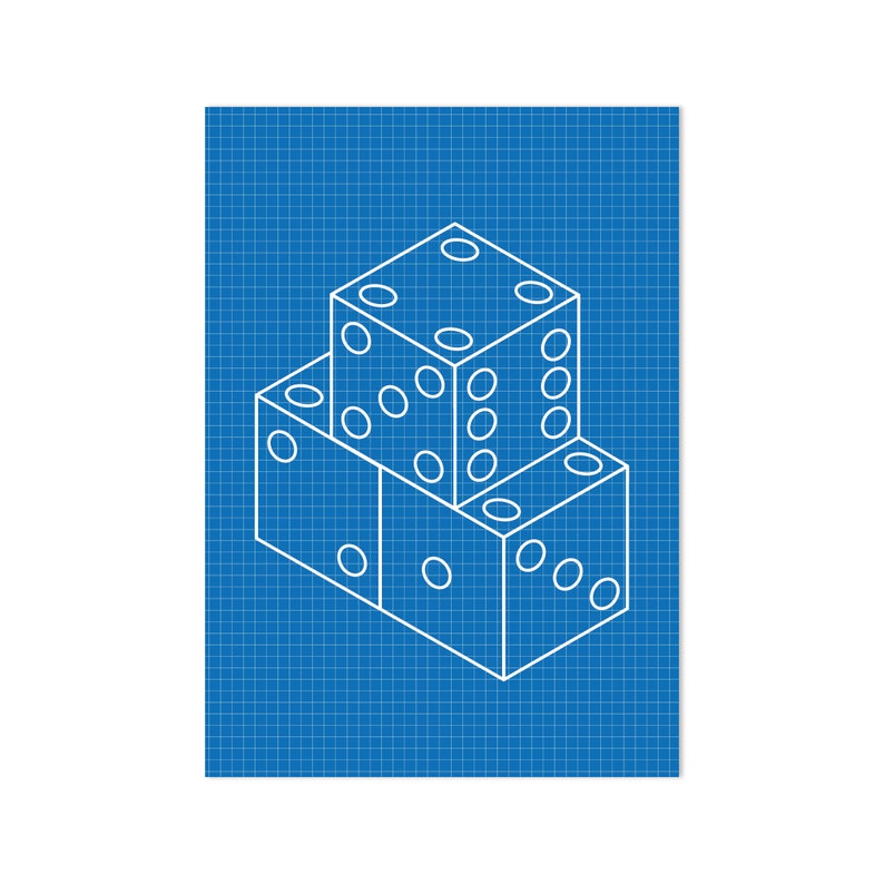 Dice Technical Drawing Digital Artwork Instant Digital Etsy