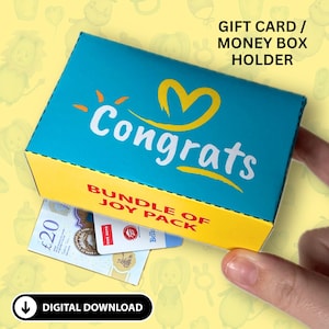Caja de regalo para tarjetas de felicitación/portamonedas, porta tarjetas de regalo, bebé recién nacido, nuevos padres *Digital*