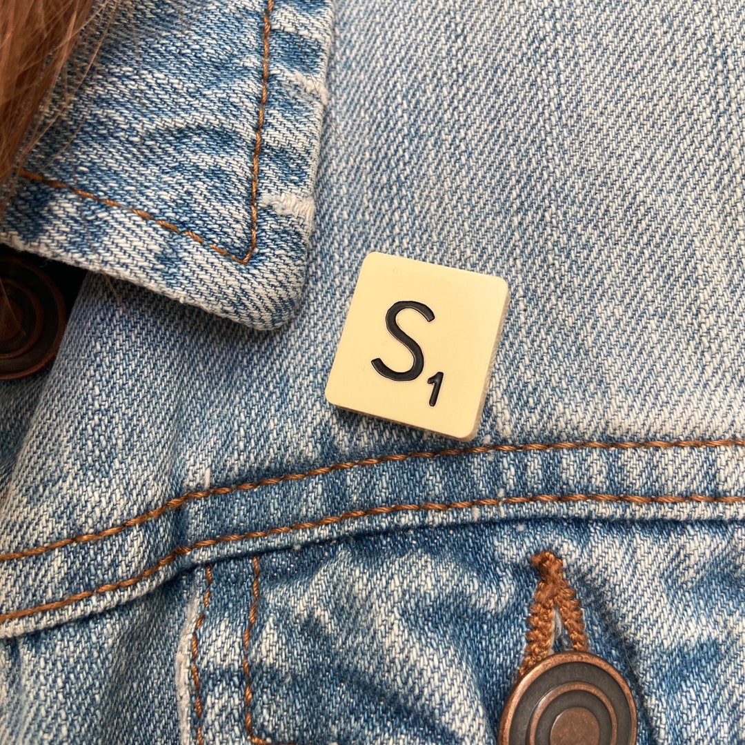 Scrabble Pin Vintage Scrabble Tile Pin Badge | Upcycled Genuine Board Game Badge ...