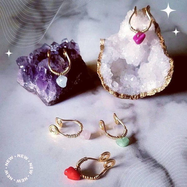 Dainty Gemstone Faux Septum Nose Cuffs