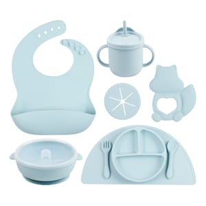 Silicone Baby Feeding Set - 9 Piece Set with Toddler Plates and Utensils