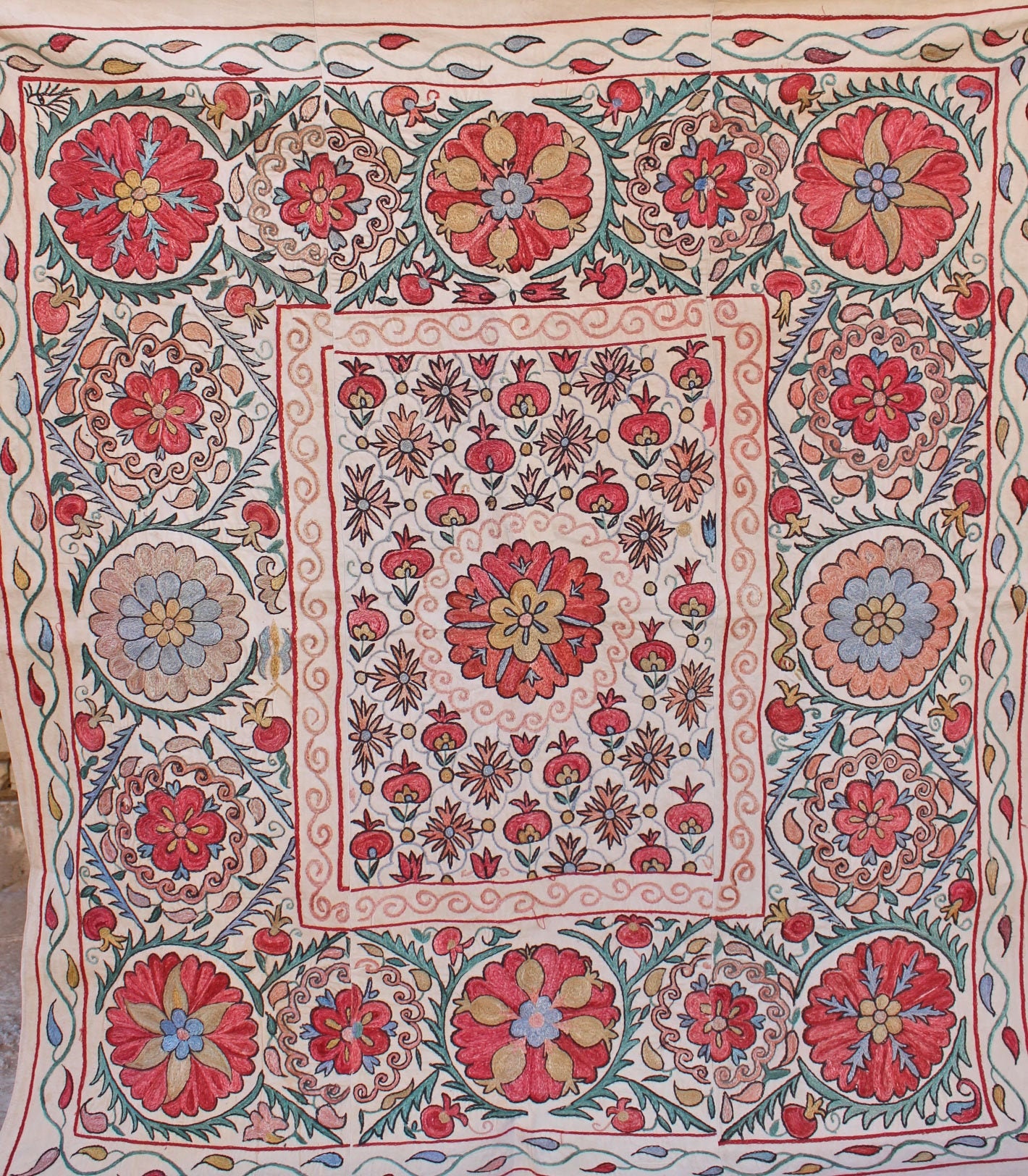 Uzbek Handmade Suzani wall hanging Suzani Bedspread Suzani Etsy