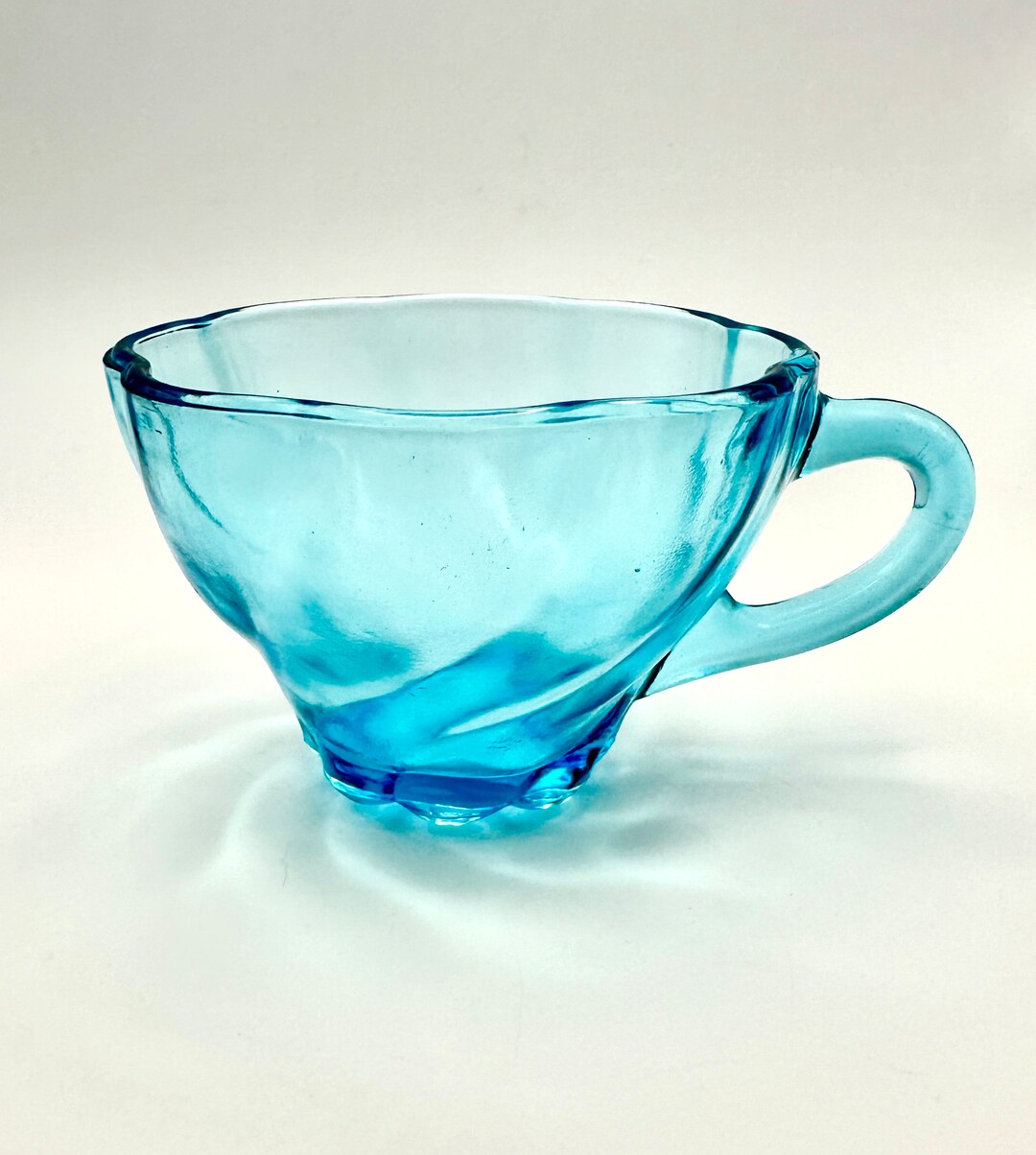 Vintage ocean Swirl Electric Blue Glass Tea Cup Etsy