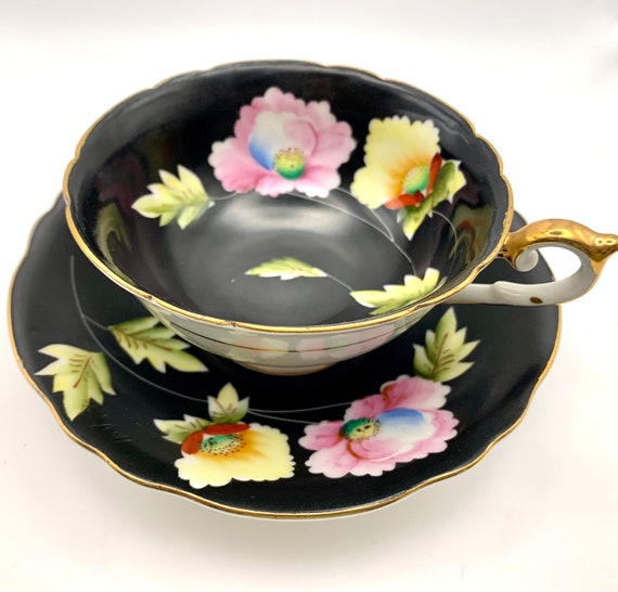 Rare Antique black Orchid Tea Cup Occupied Japan Etsy