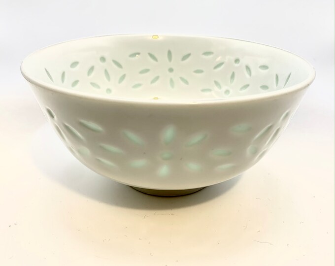 Rare Vintage Chinese Rice Bowls With Green rice Grain Pattern Etsy