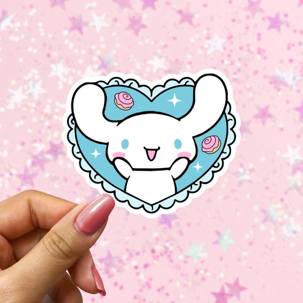 Cinna Heart Sticker, Kawaii Bunny Sticker, Cute Trendy Sticker, Cinna Waterproof Laptop Sticker