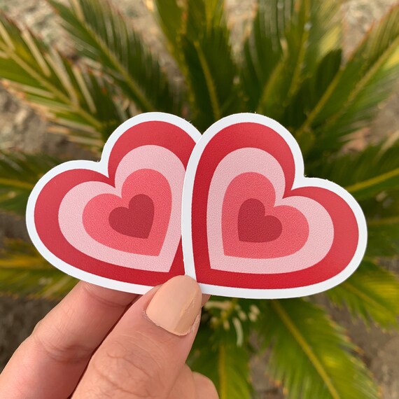 Y2K Red Heart Sticker Red Multicolored Heart Sticker Etsy