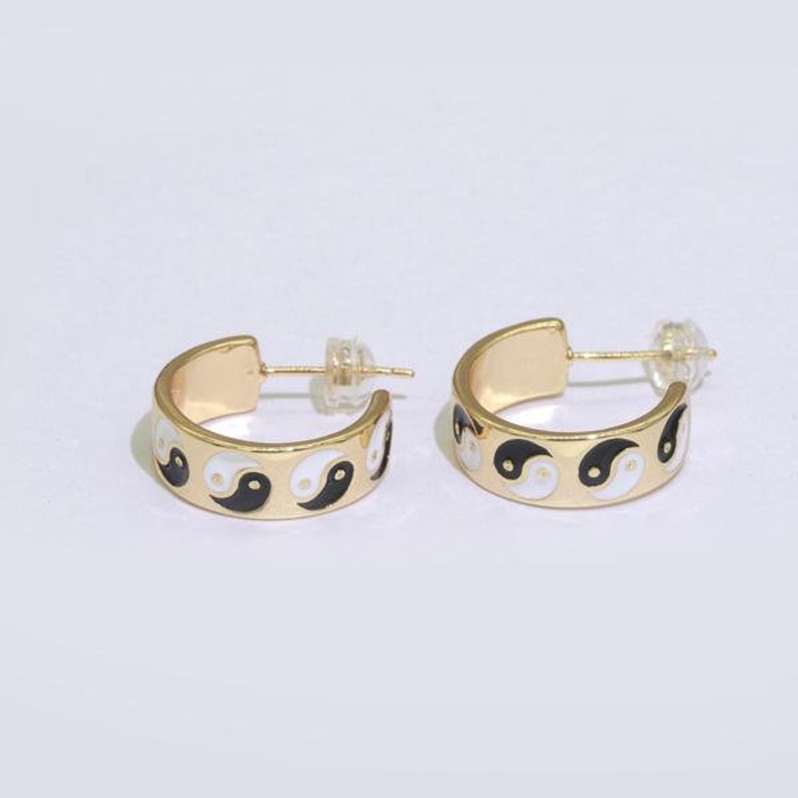 Yin Yang Round Hoop Earrings Y2K Yin Yang Earrings Y2K Etsy