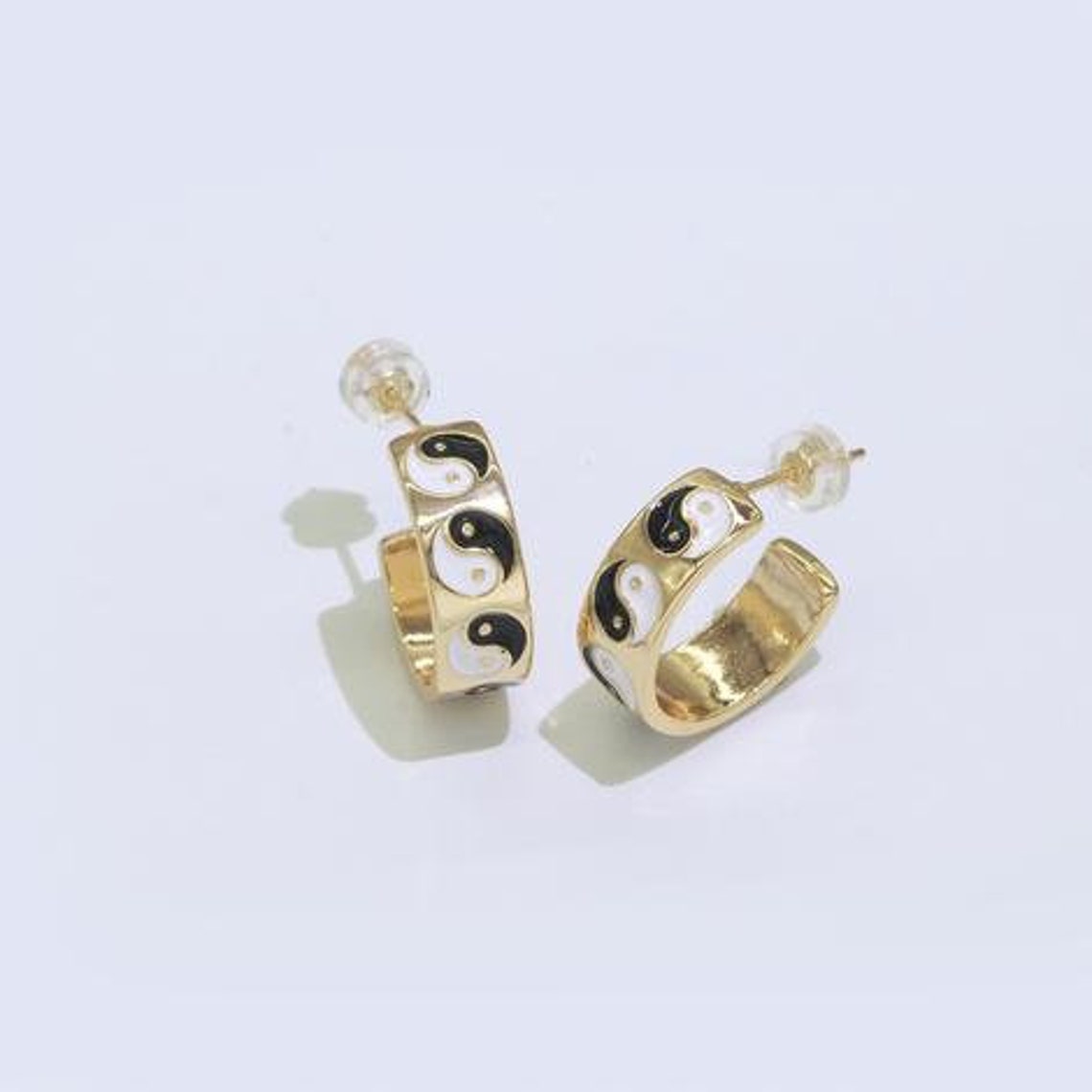 Yin Yang Round Hoop Earrings Y2K Yin Yang Earrings Y2K Etsy
