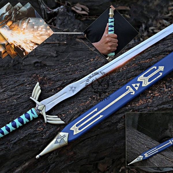 CUSTOM Hand Forged Stainless Steel The LEGEND of ZELDA Full Tang Skyward Link's Master Sword with Scabbard-Costume Armor Best Gift for Him,