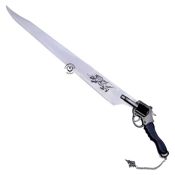 Espada monograma, espada personalizada, espada personalizada, espada grabada, espada revólver Squall Gunblade, decoración de pared, regalo de Navidad, regalo para él