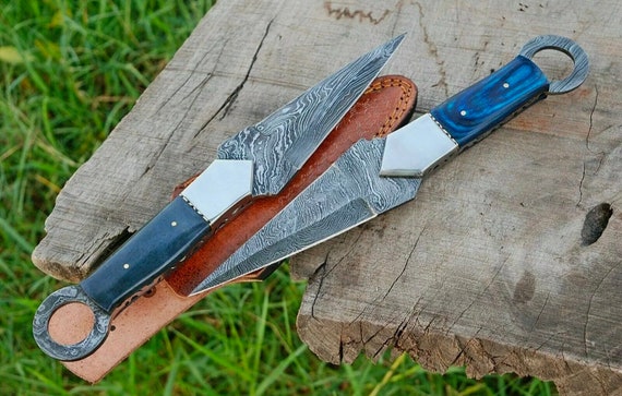 Coltelli da lancio fatti a mano, Damasco Kunai set di coltelli da lancio,  coppia di coltelli forgiati a mano, coltelli ninja, regali fantastici per  uomini, sposi, matrimonio -  Italia