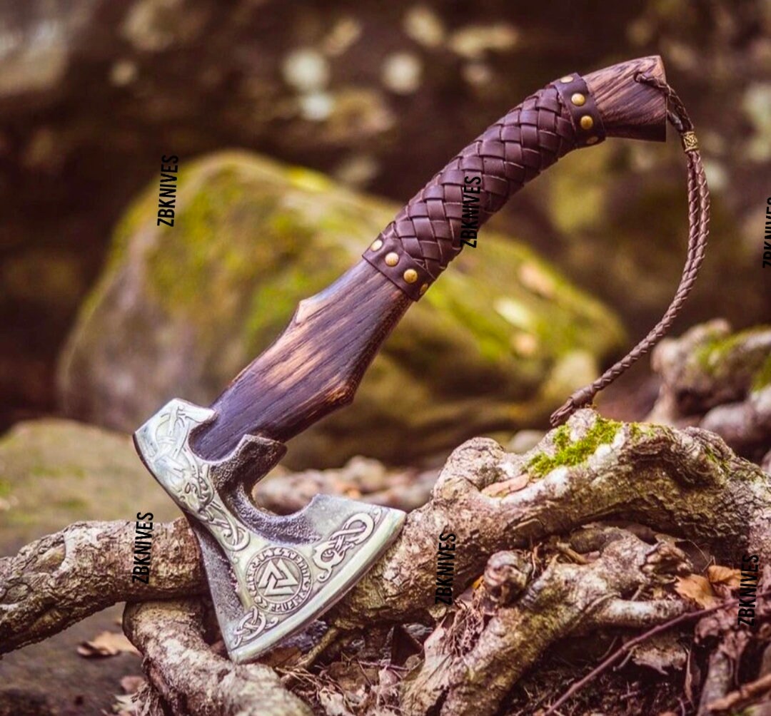Viking Axe Custom Viking Hatchet Valknut Bearded Axe Etsy