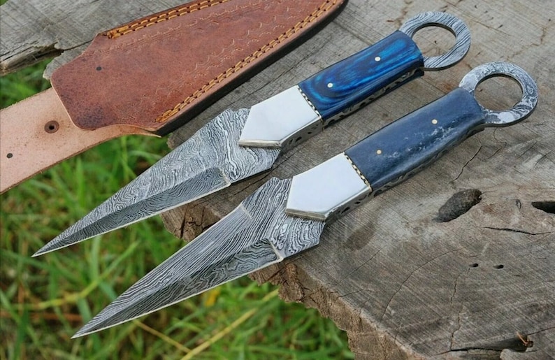 Throwing Knives Handmade, Damascus Kunai Throwing Knife Set, Hand - Main Image