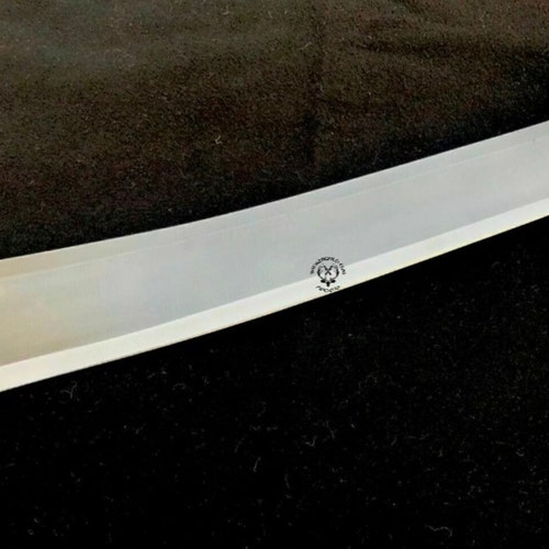 Damascus Machete, Handmade Carbon Steel Machete Sword shops with Leather Sheath, Hip Belt Clip, Engraved Knife Gifts for Him