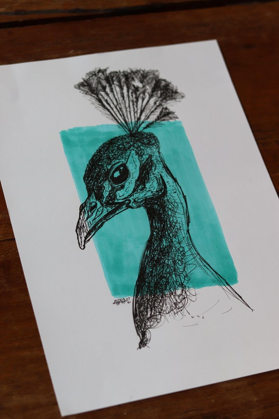 Fineline Realistische Pfau Etsy
