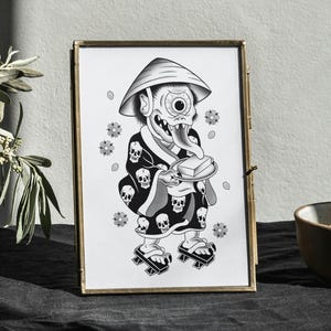 Tofu Boy Yokai A5 Art Print | Japanese Folklore Art | Traditional Japanese Tattoo Style