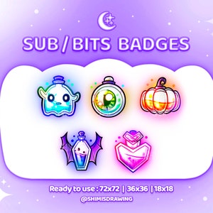 PU2 - Halloween Witch Potion Twitch Sub / Bits Badge , Cute Witch Black Cat