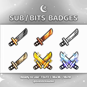 P2U - Japan Samurai Katana Sword Sub / Bit Twitch Badges