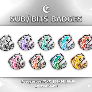 PU2 - 9 Japan Fish Koi Carp Twitch Sub / Bits Badge for Twitch Youtube , Japan Fish Koi Carp