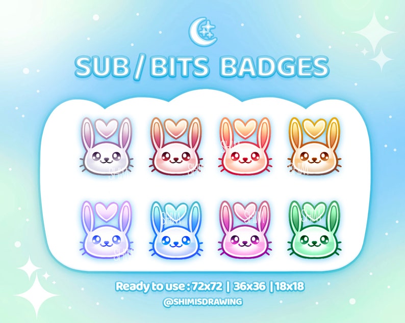 PU2 Lapin Coeur Mignon Pacques Easter Bunny Rabbit and Heart Cute Kawaii Sub Bits Badge