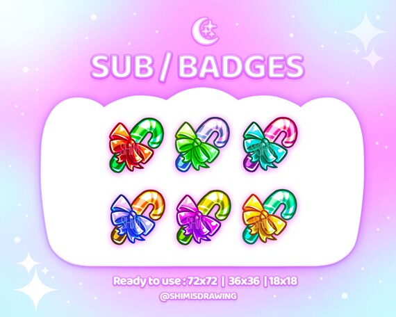 P2u Christmas Candy Cane Sub Or Bit Twitch Badge Barley Etsy