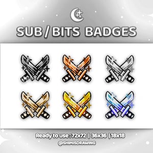 P2U - Japan Samurai Double Katana Sword Sub / Bit Twitch Badges